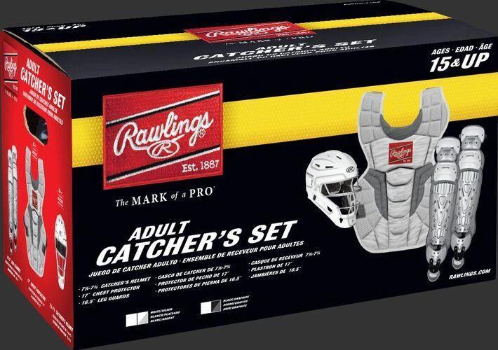 Rawlings Adult White/Silver VELO 2.0 Catcher's Gear Box Set: CSV2A-W/SIL - Image 2