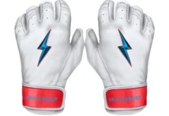 Bruce Bolt PREMIUM PRO BRINSON Series Short Cuff Batting Gloves: White
