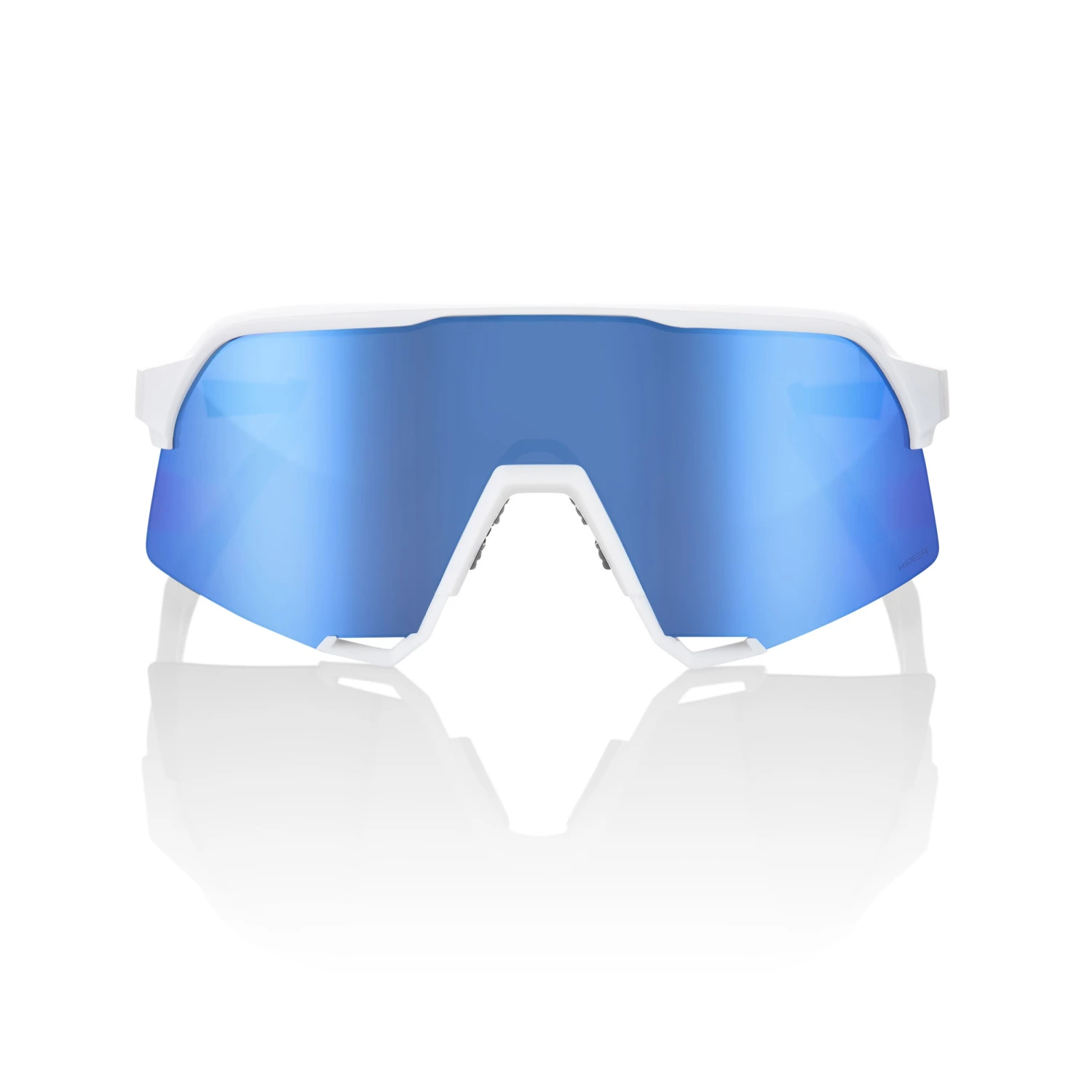 100% S3 Sunglasses Matte White - HiPER Blue Multilayer Mirror Lens - Image 2