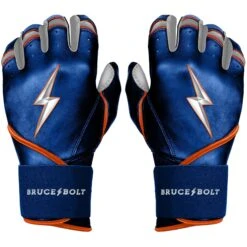 Bruce Bolt PREMIUM PRO NIMMO Long Cuff Batting Gloves: Mets Blue